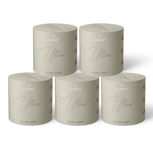 Claret Ultra Soft 3-Ply Virgin Pulp Toilet Rolls | 300 Pulls Each Skin-Friendly | OBA-Free | Sanitary System Friendly (Pack Of 5 Rolls)