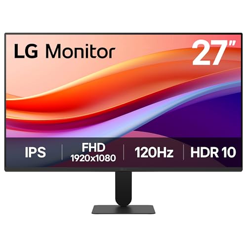 LG Monitor 27U411A-B - FHD 1080p IPS 27 inch, 120Hz, 5ms GtG, Computer desktop display with VRR, HDR10, Smart Energy Saving, Anti-Glare, D-Sub, HDMI, 