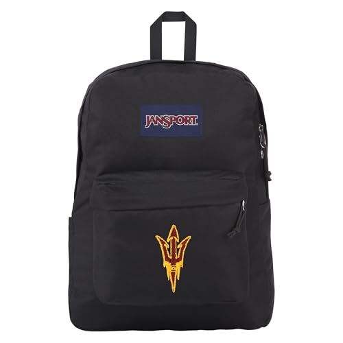 JanSport NCAA Officially Licensed Backpack, Arizona State Sun Devils, Superbreak Plus with Padded 15'' Laptop Sleeve, Spacious Computer Bag for Men & Women, Durable Daypack with Bottle Pocket, Black