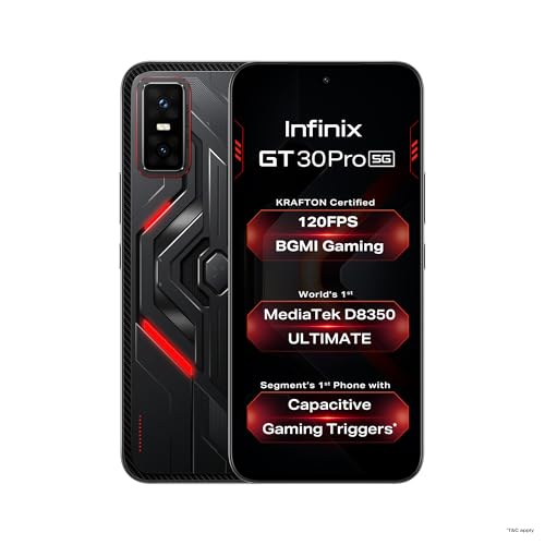 Infinix GT 30 Pro 5G+ (Dark Flare, 8GB RAM, 256GB Storage) | MediaTek D8350 Ultimate | 120FPS BGMI Gaming | Gaming Triggers | 1.5 Million+ AnTuTu | 