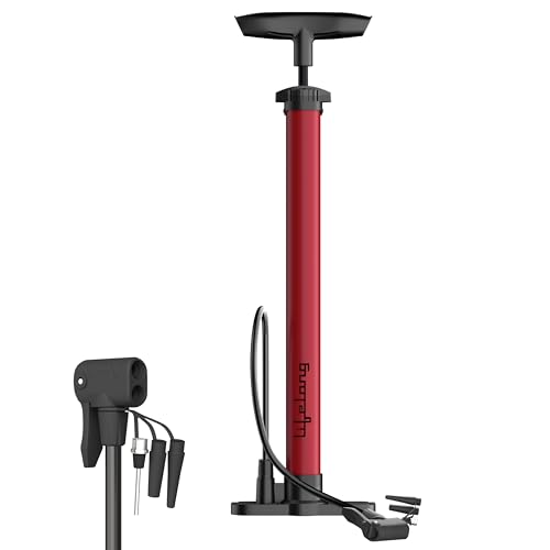 Lifelong Portable High Pressure Bicycle Air Pump | Hand Air Pump to Upto120 PSI | Durable Metal Body with Foldable Base |Red Lifelong Portable High Pr