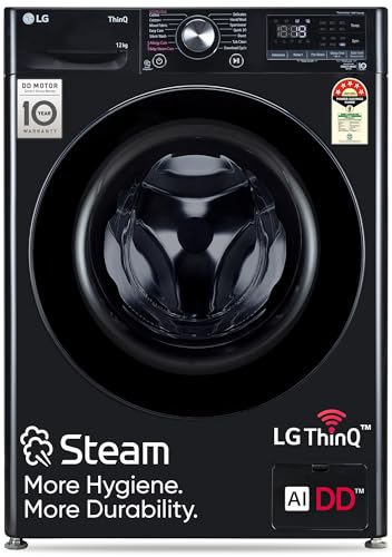 LG 12 Kg, 5 Star, AI Direct Drive Technology, Wi-Fi, Steam Fully Automatic Front-Loading Washing Machine (FHP1412Z5O, Intelligent & Convenient Fabric 