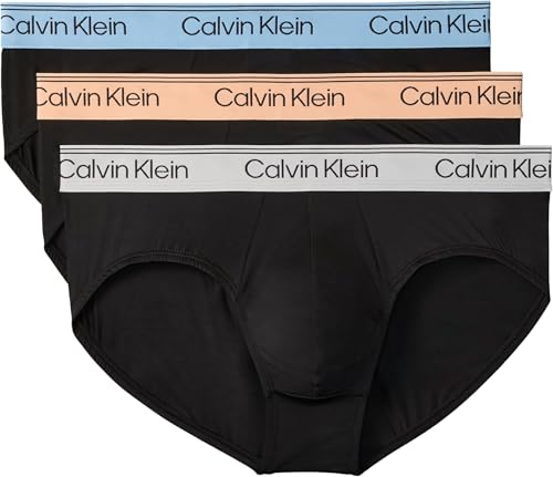 🔥 SELTEN SO GÜNSTIG (-49%) Calvin Klein Herren 3er Pack Unterhosen Hip Briefs mit Logobund, Schwarz (Black Bodies W/Gulf Blue/Light Cas), M