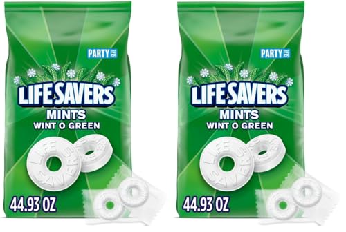 LIFE SAVERS Mints, Bulk Hard Candy Wint-O-Green Breath Mints, 44.93 oz Party Size (Pack of 2)