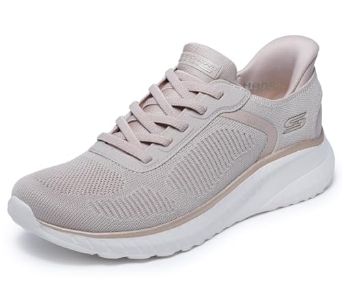 (-31%) Skechers Damen Bobs Squad Chaos Current Muse Slip-InTurnschuhe, Natural/Gold Textile, 37 EU