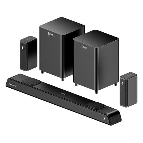 Boat Aavante 5.2.4 Prime 6250DA, Dolby Atmos, 5.2.4CH(Dual Subwoofers & Wireless Satellites), 625W, Free Installation & Video Demo, Bluetooth Sound ba
