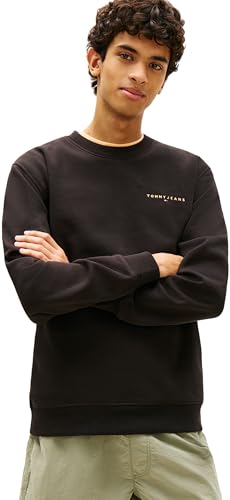 🔥 SELTEN SO GÜNSTIG (-69%) Tommy Jeans Herren Sweatshirt Linear Rundhalsausschnitt, Schwarz (Black/Faded Sun Kiss), XXL