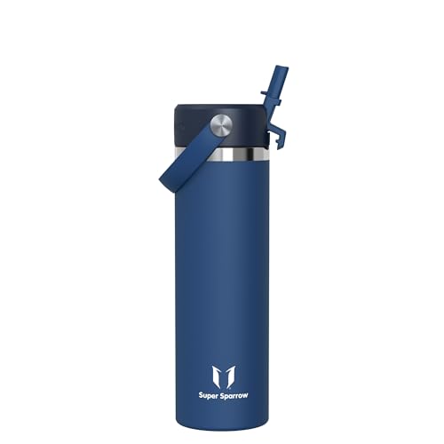 Sparrow RVS Drinkfles 750ml - Isolerende Waterfles met Rietje | Waterfles Geïsoleerde, Drinkfles Lekvrije, BPA-vrij, Vaatwasserbestendig, SwivelSip, SwivelSip, School, Sport, Camping
