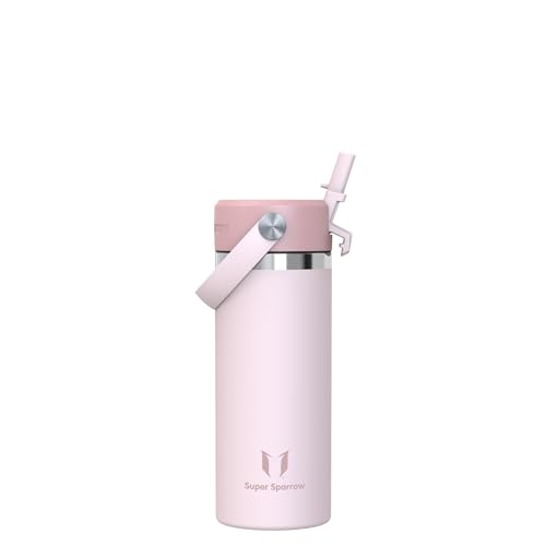 Sparrow RVS Drinkfles Kind 500ml - Isolerende Waterfles met Rietje | Waterfles Geïsoleerde, Drinkfles Lekvrije, BPA-vrij, Vaatwasserbestendig, SwivelSip, School, Sport