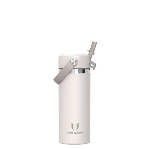 Sparrow RVS Drinkfles Kind 500ml - Isolerende Waterfles met Rietje | Waterfles Geïsoleerde, Drinkfles Lekvrije, BPA-vrij, Vaatwasserbestendig, SwivelSip, School, Sport