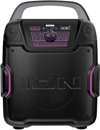 ION Sport 320-200 Watt Outdoor Bluetooth Party Speaker with Rechargeable Battery, FM Radio, Lights, USB Charging, App, Omni-Directional Sound
