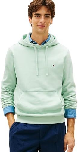 (-39%) Tommy Hilfiger Herren Hoodie Essential Terry mit Bauchtasche, Grün (Crushed Mint), L