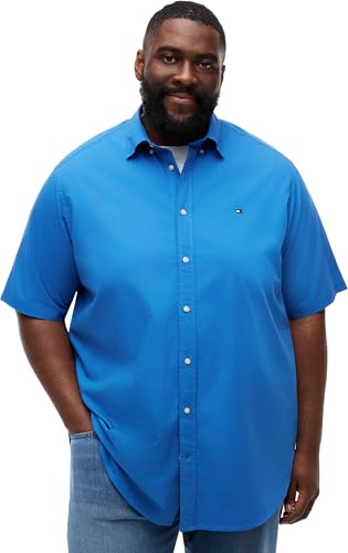 (-51%) Tommy Hilfiger Herren Hemd Flex Poplin Solid Kurzarm, Blau (Blue Orbit), 2XL
