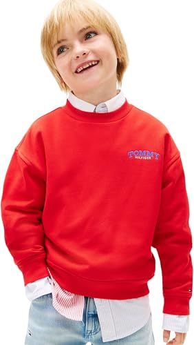 (-41%) Tommy Hilfiger Jungen Sweatshirt Monotype Graphic mit Rundhalsausschnitt, Rot (Rapid Red), 14 Jahre
