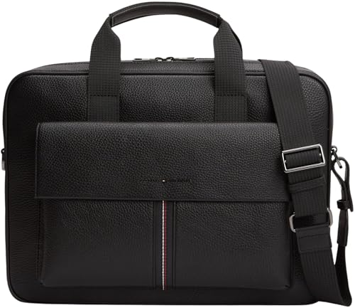 ⚡ BLITZDEAL (-50%) Tommy Hilfiger Herren Laptoptasche Central mit abnehmbarem Schultergurt, Schwarz (Black), Einheitsgröße