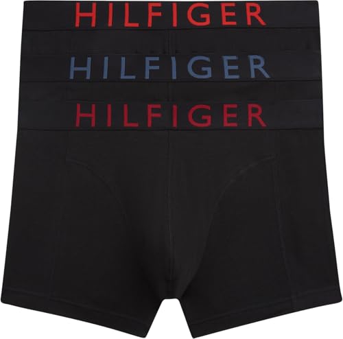 🔥 STARKER PREIS (-44%) Tommy Hilfiger Herren 3er Pack Boxershorts Trunks mit Logobund, Schwarz (Fre Rd/Ae Sea/Ras Ju), M