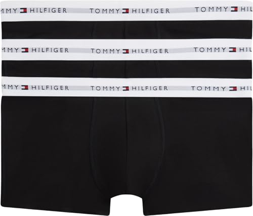 🔥 SELTEN SO GÜNSTIG (-42%) Tommy Hilfiger Herren 3er Pack Boxershorts Trunks Set Low Rise mit Logobund, Schwarz (Black/Black/Black), XXL