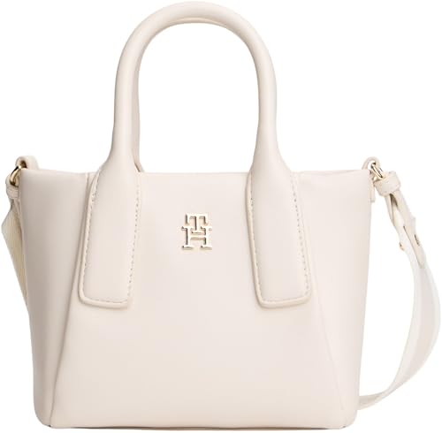 (-50%) Tommy Hilfiger Damen Tote Bag Tasche Essential Mini mit abnehmbarem Schultergurt, Elfenbein (Soft Cream), Einheitsgröße