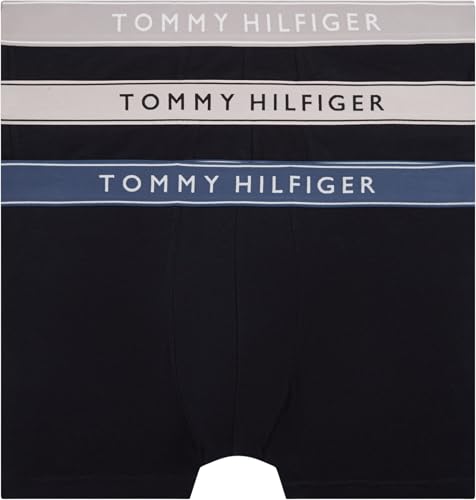 🔥 STARKER PREIS (-40%) Tommy Hilfiger Herren 3er Pack Boxershorts Trunks aus Baumwolle mit Stretch, Schwarz (Ple Pnk/Ant Slver/Aeg Sea), XL