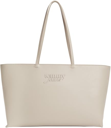 🔥 STARKER PREIS (-46%) Tommy Jeans Damen Tote Bag Tasche Must mit Reißverschluss, Beige (Stone), Einheitsgröße