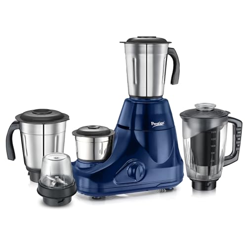 Prestige Astra 750 Watt Mixer Grinder with 5 Jars (3 Stainless Steel + 1 Juicer + 1 Mix-O-Keep) | Space-Saving Stacking Design | Blue | 2Y Warranty | 