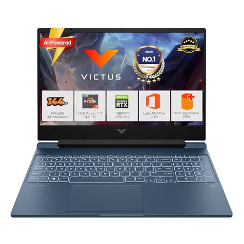 HP Smartchoice Victus, AMD Ryzen 7 7445HS, 6GB RTX 3050, 16GB DDR5(Upgradeable) 512GB SSD, FHD, 144Hz, 300 nits, 15.6''/39.6cm, Win 11, M365* Office24