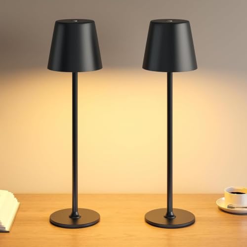 🔥 STARKER PREIS (-34%) UPXNBOR LED Tischlampe Kabellos 2er Set, Metall Tischlampe Outdoor & Indoor