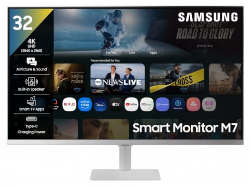 Samsung 32" (80 cm) 4K M7 Vision AI Smart Monitor|UHD 3840 x 2160|Smart TV Experience with AI|Type-C|Apple AirPlay|Gaming Bar|Remote|Speakers|Wi-Fi|Bl