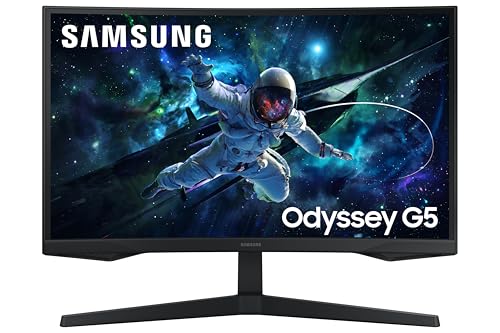 Samsung 27" (68.5cm) Odyssey G5 2K Curved Gaming Monitor|QHD 2560 X 1440|1000R Curved|165Hz|1ms(MPRT)|300nits|Ports-HDMI,DP,Headphone|DP Cable|HDR10|F