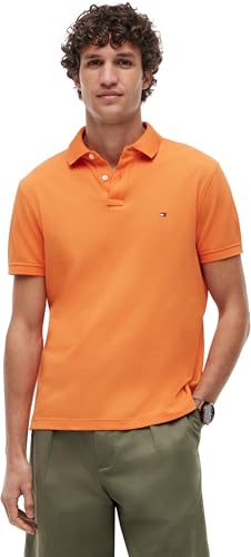 🔥 STARKER PREIS (-51%) Tommy Hilfiger Herren Poloshirt Kurzarm 1985 Regular Fit, Orange (Orange Tulip), L