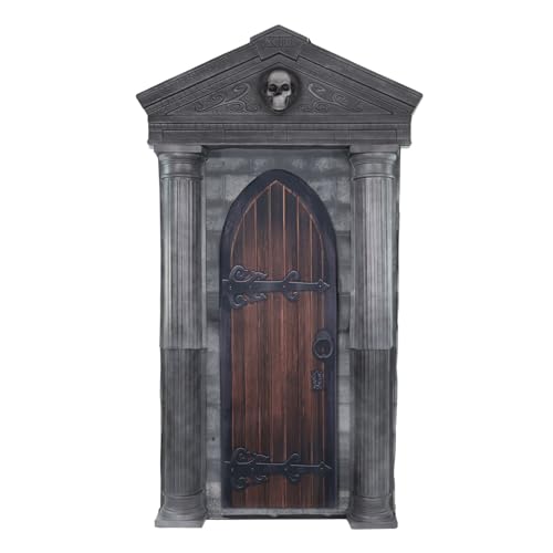 Haunted Hill Farm 6.7-Ft Animatronic Mausoleum by Tekky, Halloween Animatronic, Spooky House Wall Decoration, Creepy Indoor & Covered Outdoor Party Decor Motion-Activated Lights & Sound, LifeSize