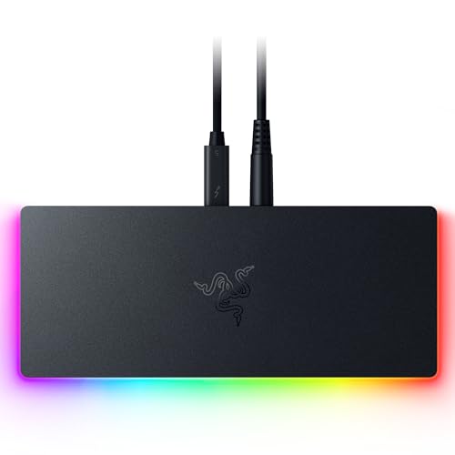 Razer Thunderbolt 5 Dock Chroma: 11 Port Docking Station with M.2 SSD Slot - 120Gbps Transfer Speeds - 3X 4K Displays at 144 Hz on TB5/4 Laptops - 140W PD Charging - Active Cooling - TB Share - Black