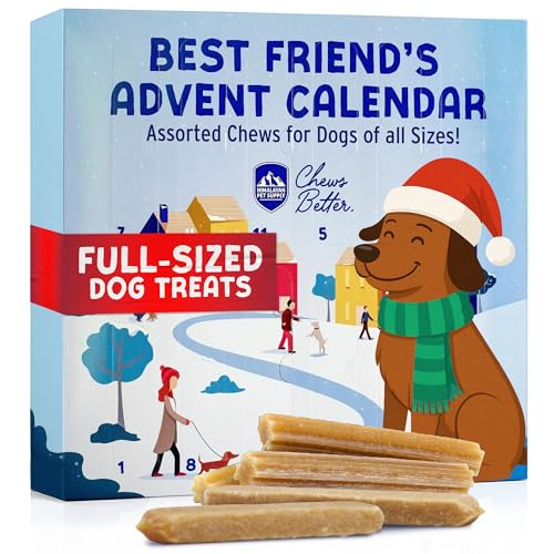 Himalayan Dog Chew Advent Calendar for Dogs – 12 Day Holiday Countdown with Natural Dog Treats – Festive Christmas Gift for All Breeds – Training Treats for Dogs of All Ages