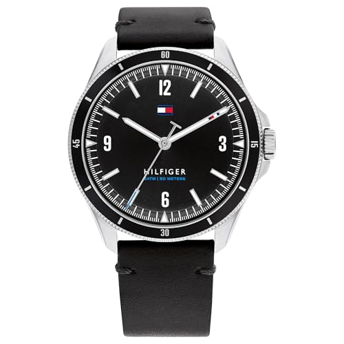 Analog Black Dial Leather Strap Watch for Men