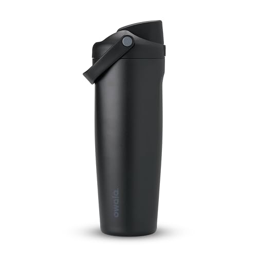 Owala FreeSip Sway Insulated Stainless Steel Water Bottle with Two-Way Spout, Built-In Straw and Bucket Handle, Made for Travel, School, and Sports, 30oz, BPA Free, Leak Proof, Very, Very Dark