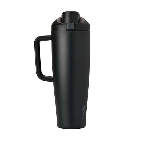 Owala FreeSip Tumbler Insulated Stainless Steel Water Bottle with Built-in Straw and Side Handle, For Travel, Work, School, and Sports, 40oz, BPA Free, Leak Proof, Very, Very Dark