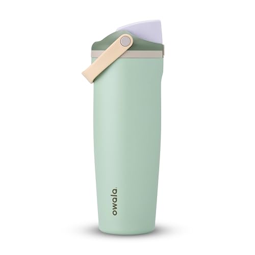 Owala FreeSip Sway Insulated Stainless Steel Water Bottle with Two-Way Spout, Built-In Straw and Bucket Handle, Made for Travel, School, and Sports, 30oz, BPA Free, Leak Proof, Eucalyptus