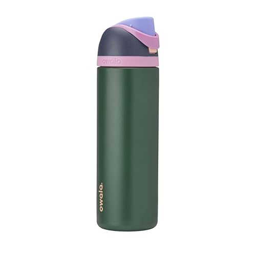Owala FreeSip Insulated Stainless Steel Water Bottle with Straw for Sports and Travel, BPA-Free Sports Water Bottle, 24 oz, Blue/Green Forest Fairy