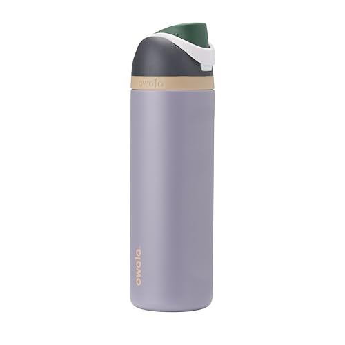 Owala FreeSip Insulated Stainless Steel Water Bottle with Straw for Sports and Travel, BPA-Free Sports Water Bottle, 24 oz, Grey/Grey, Due North