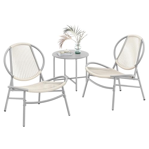 25,00€ Coupon! SONGMICS Balkonmöbel, 3er Set, Gartenmöbel-Set, aus PE-Polyrattan, Outdoor, mit Tisch, 2 Stühlen, für Terrasse, Garten, Balkon, Taubengrau GGF021GZ01