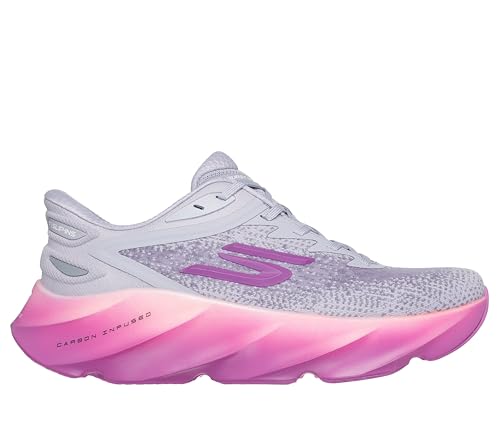Skechers Women's Aero Burst Hands Free Slip-Ins Running Shoe, Lavender/Neon Pink, 10