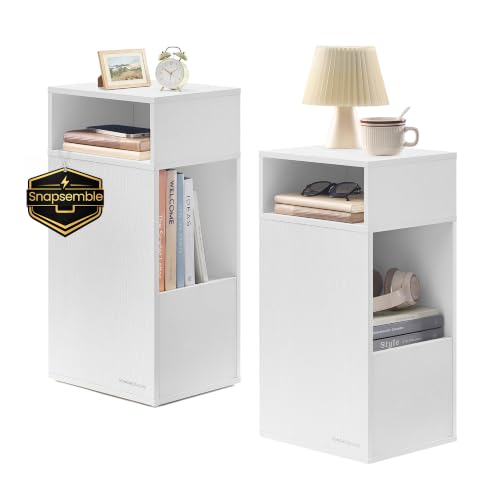 (-27%) SONGMICS Home Nachttisch 2er Set, Snapsemble – superschnelle Montage, Nachtschrank mit Schublade, Beistelltisch schmal, platzsparend, 30 x 25 x 59,4 cm, Schneeweiß LET912WE01
