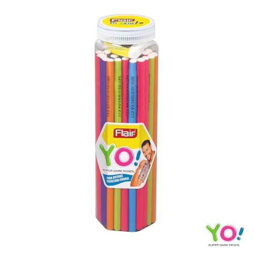 Flair Creative YO Wooden Pencil Pack of 50 – Premium HB Graphite Pencils for Smooth Writing, Drawing & Sketching | Durable & Eco-Friendly Wooden Body 