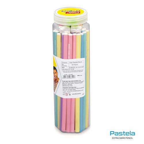 Pastela Wooden Pencils – Pack of 50 Premium HB Graphite Pencils | Vibrant Pastel Colors| Break-Resistant Lead| Eco-Friendly Wood| Ideal for Office, Sc