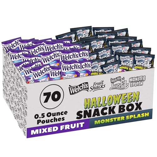 Welch’s Fruit Snacks Mixed Fruit Halloween & Juicefuls Monster Splash Variety Pack, Great for Trick or Treating, 0.5oz (Pack of 70ct)