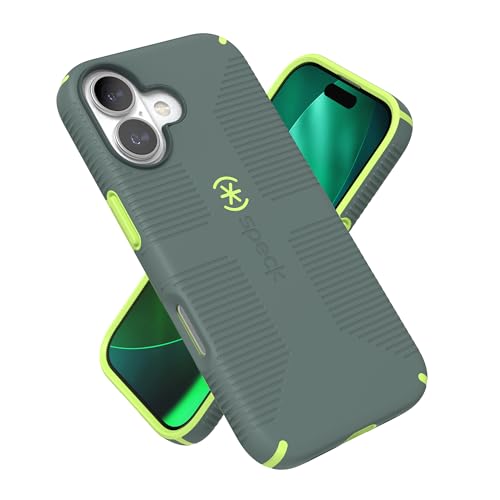 Speck CANDYSHELL Grip +MS Case for iPhone 17 - NEO DRAB/Glow Green | Slim Protective Grip | Drop Protection | MagSafe Compatible