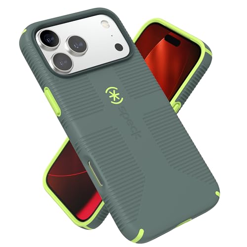 Speck CANDYSHELL Grip +MS Case for iPhone 17 Pro Max - NEO DRAB/Glow Green | Slim Protective Grip | Drop Protection | MagSafe Compatible