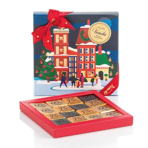 Venchi, Gift Box with 16 Dark Mini Blend Chocolates, Dark Chocolate 60%, 75% and 90%, Limited Edition, 1.7 oz, Gluten-Free, Free from Colourings and Preservatives, Vegan, Gift Idea