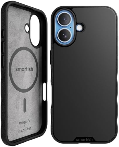 Smartish® iPhone 17 MagSafe Case - Gripmunk Magnetic Slim Case [Lightweight + Protective] Thin Grip Cover with Microfiber Lining for Apple iPhone 17 - Black Tie Affair