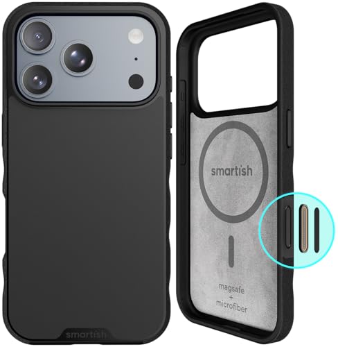 Smartish® iPhone 17 Pro MagSafe Case - Gripmunk w/Camera Control Protection, Magnetic Slim Case [Lightweight + Protective] Thin Grip w/Microfiber Lining for iPhone 17 Pro - Black Tie Affair